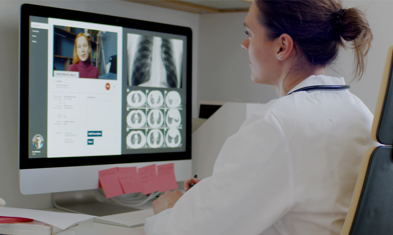 Doctor doing telehealth visit